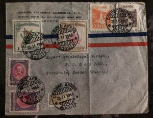 1948 Bogota Colombia Commercial Airmail Cover To Stockholm Sweden