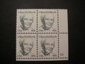 Scott 1868a, 40c Lillian M. Gilbreth, PB4 #2 LR, MNH Great Americans Beauty