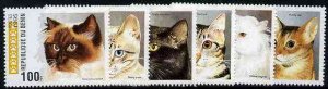 BENIN - 1995 - Domestic Cats - Perf 5v Set - Mint Never Hinged