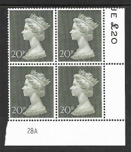 1970 20p Decimal Machin Cylinder 28A UNMOUNTED MINT