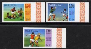 Barbuda 1974 World Cup Football imperf set of 3 (as SG 16...