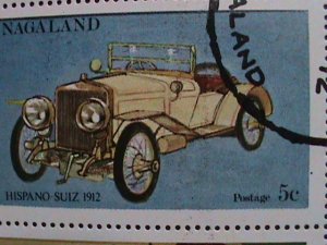 ​NAGALAND- 1972 WORLD FAMOUS CLASSIC CARS CTO- SHEET VF WITH FIRST DAY CANCEL