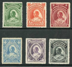 Niger Coast SG51/2 1894 Set of 6 no wmk Mint (Hinge remainders) Cat 120 pounds