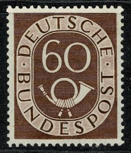 GERMANY 1951-52 60pf RED-BROWN SIGNITURED MINT (NH) SG1057 Wmk.263 P.14 SUPERB