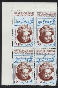 New Caledonia Fernande Leriche educator and author 155f Corner Block of 4