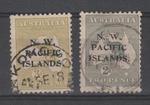 NWPI NEW GUINEA 1915 -1923 KANGAROO 3D TYPE C AND 2D 3RD WMK