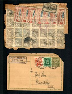 PH1y 4 covers Cz. Reg. 1952 Tank, 1949 Par Avion PRAHA 7, Reg. to N.Y. Numerous