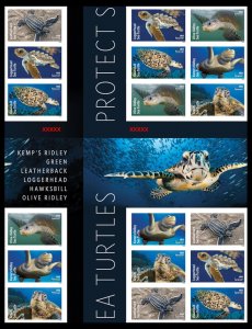 US 5870c Protect Sea Turtles imperf NDC cross gutter block 18 A MNH 2024 June 15