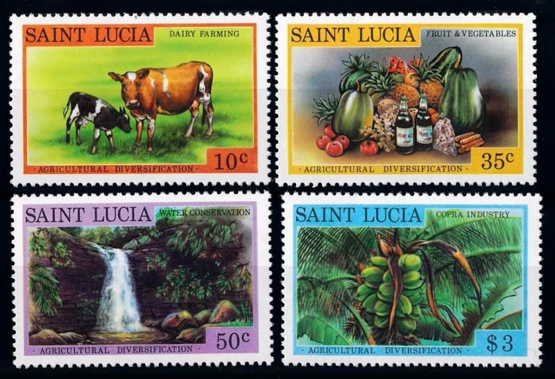 [65166] St. Lucia 1979 Flora plants fruits Farm animals cows dairy  MNH