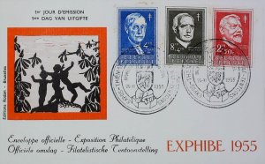 Belgium 1955 FDC E. Holboll J. D. Rockefeller Sir R. W. Philip X837-