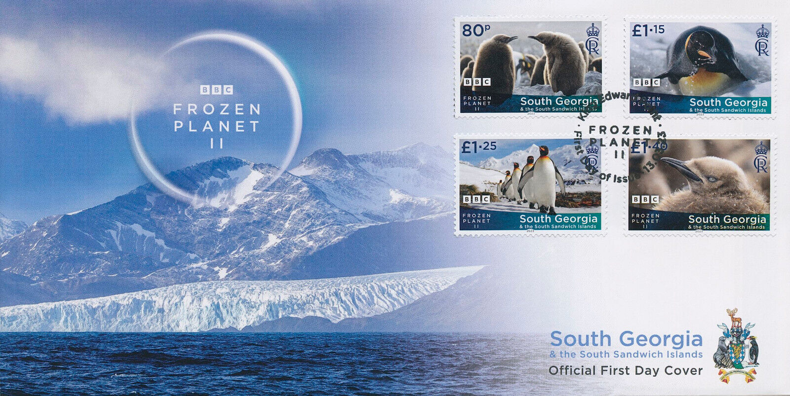 South Georgia SGA 2023 FDC Birds on Stamps BBC Frozen Planet II