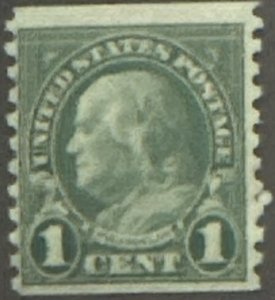 Scott #597 1923 1¢ Benjamin Franklin rotary perf. 10 vertically MNH OG