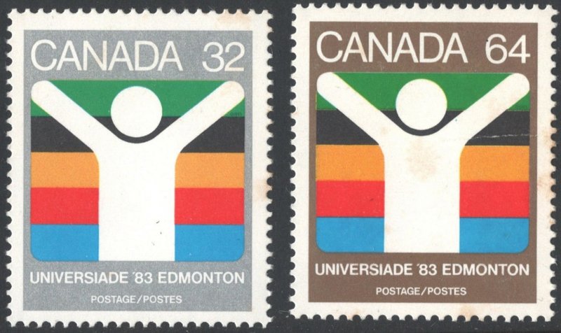 Canada SC#981-982 32¢ & 64¢ World University Games, Edmonton Singles (1983) MLH