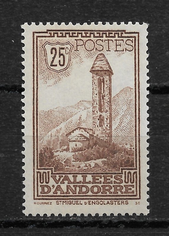French Andorra 1932, Scott # 30, 25c,VF MNH**OG (FR-1)