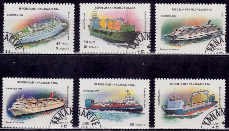 Madagascar, 1994, Transport and Cruise Ships, sc#1248-53, used/CTO*