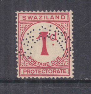 SWAZILAND, POSTAGE DUE, 1933 1d. Carmine perf. SPECIMEN, mnh.