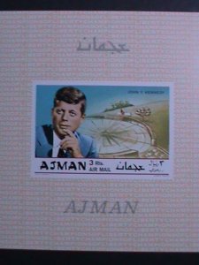 AJMAN-AIRMAIL-IN MEMORIAM OF JOHN F. KENNEDY. MNH-IMPERF- S/S VERY FINE