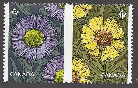 Canada #2978i mint se-tenant booklet pair die cut, flowers daisies