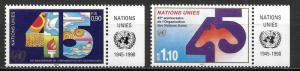 UN Geneva 188-89 45th UN set with MI tab MNH