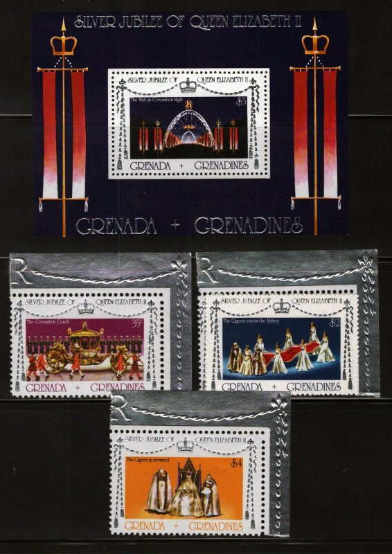 ZAYIX Grenada Grenadines 213-216 MNH QE2 Silver Jubilee 060522SM174