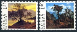 Norway 683-684,MNH.Michel 732-733. Paintings 1976.Fearnley,Hertervig.Trees.