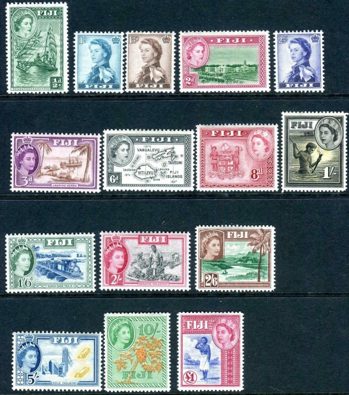 FIJI-1954-1959 MOUNTED MINT SET to £1 Sg 280-295 V42756