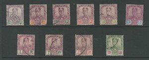 Malaya - Johore, Postage Stamp, #76-85 Used, 1912-19, JFZ