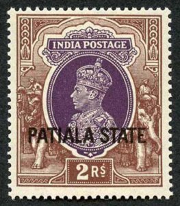 I.C.S. PATIALA SG93 1937-38 2r purple and brown PATIALA STATE U/M 