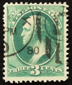 U.S. Used Stamp Scott #184 3c Washington. SOTN 1880 Supplementary Mail Cancel.