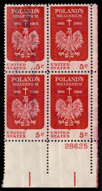 US #1313 Polish Millenium P# Block of 4; used