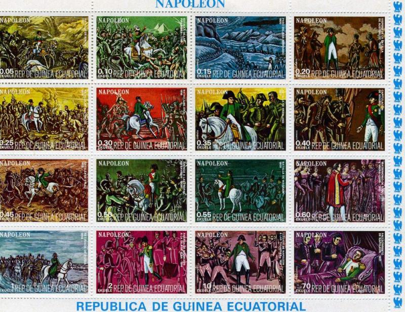 Equatorial Guinea 1977 Napoleon Battle Sheet (16) Perforated mnh.vf