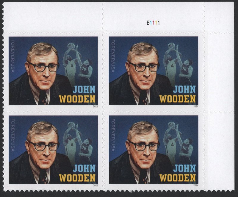 SC#5833 (Forever) John Wooden Plate Block: UR #B1111 (2024) SA