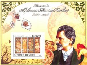 SAO TOME E PRINCIPE 2008 SHEET ALPHONSE MUCHA ART PAINTINGS st8603b