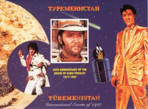 Turkmenistan 1997 Elvis Presley/Halley's Comet S/S IMPERFORATED MNH