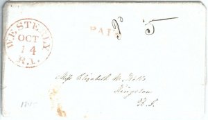 72354 - UNITED STATES USA - PREPHILATELIC Cover: WESTERLY, RI 1843 - 5 Paid