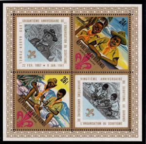 BURUNDI SC#C45 60th anniversary of SCOUT MOVEMENT Miniature SHEET (1967) MNH