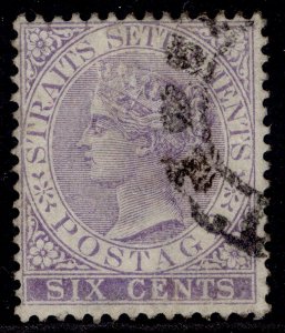 MALAYSIA - Straits Settlements QV SG66, 6c lilac, FINE USED. Cat £35.