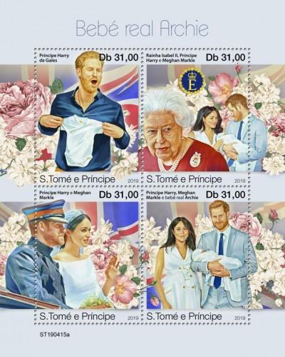 SAO TOME - 2019 - Royal Baby, Archie Mountbatten Windsor - Perf 4v Sheet - MNH