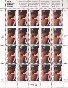 US Stamp 1996 32c Breast Cancer Awareness 20 Stamp Sheet Scott #3081