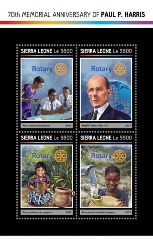 Sierra Leone - 2017 Paul P. Harris - 4 Stamp Sheet - SRL17217a