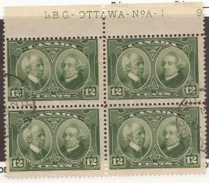 CANADA #147 USED PLATE BLOCK