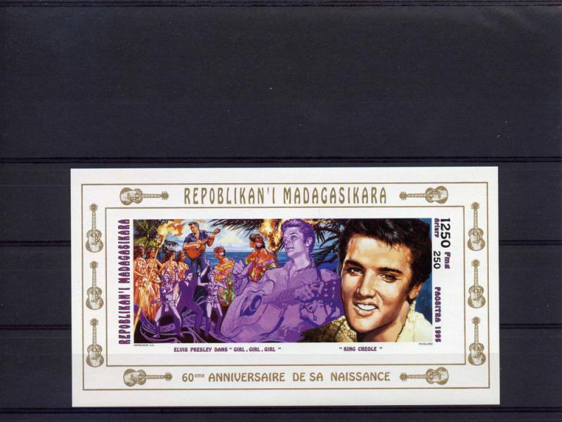 Madagascar 1995 Sc#1292/1294  ELVIS PRESLEY  3 S/S Imperforated MNH
