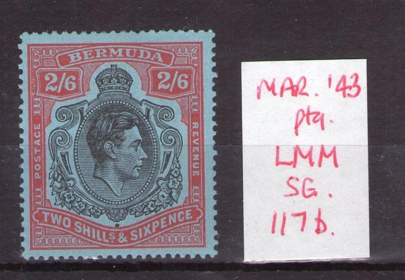 BERMUDA GEORGE VI 2/6 SG117b Mar.. 43 ptg lightly hinged