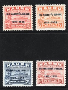 Nauru 1935 KGV Silver Jubilee set complete MLH. SG 40-43. Sc 31-34.