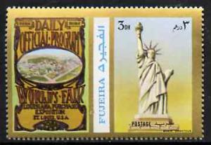 Fujeira 1972 Statue of Liberty 3 Dh perf se-tenant with l...