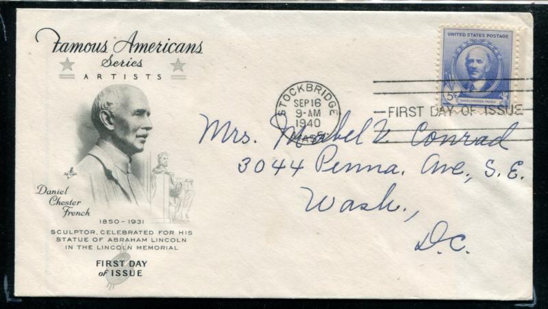 887-2 Famous American 1940 Daniel French Art Craft cachet 
