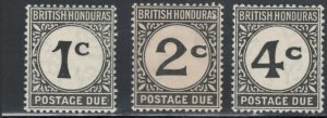 British Honduras 1923 Postage Due Scott # J1 - J3 MH (Yellowish Paper)