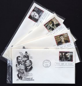 U.S. Used #3061 - 3064 32c Pioneers of Communication Set of 4 First Day Covers