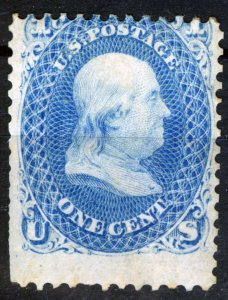 USA-1861,APEX CERTIFICATE 231837,Ben. Franklin,light blue,1c,Scott #63,UNUSED