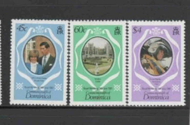 DOMINICA #701-703 1981 ROYAL FAMILY CHANGED COLORS MINT VF LH O.G bb
